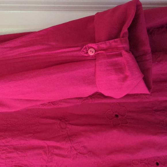 Johnny Was Cotton V-neck Embroidered Tunic in Magenta Size L Style: C24917-DL - Picture 4 of 8